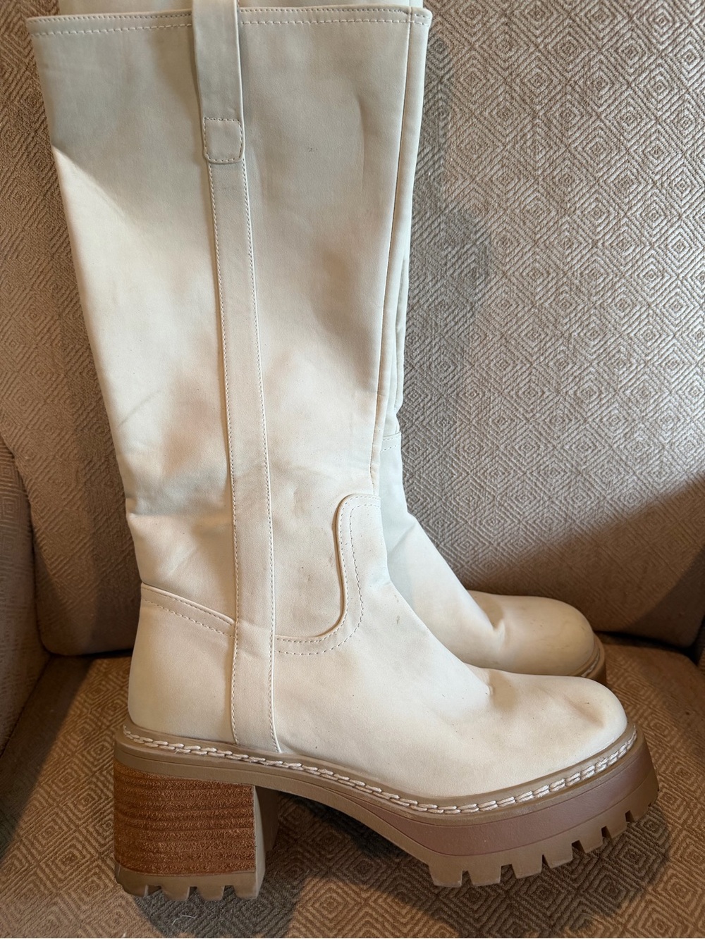 Women’s Cream Platform Knee-High Boots 8.5